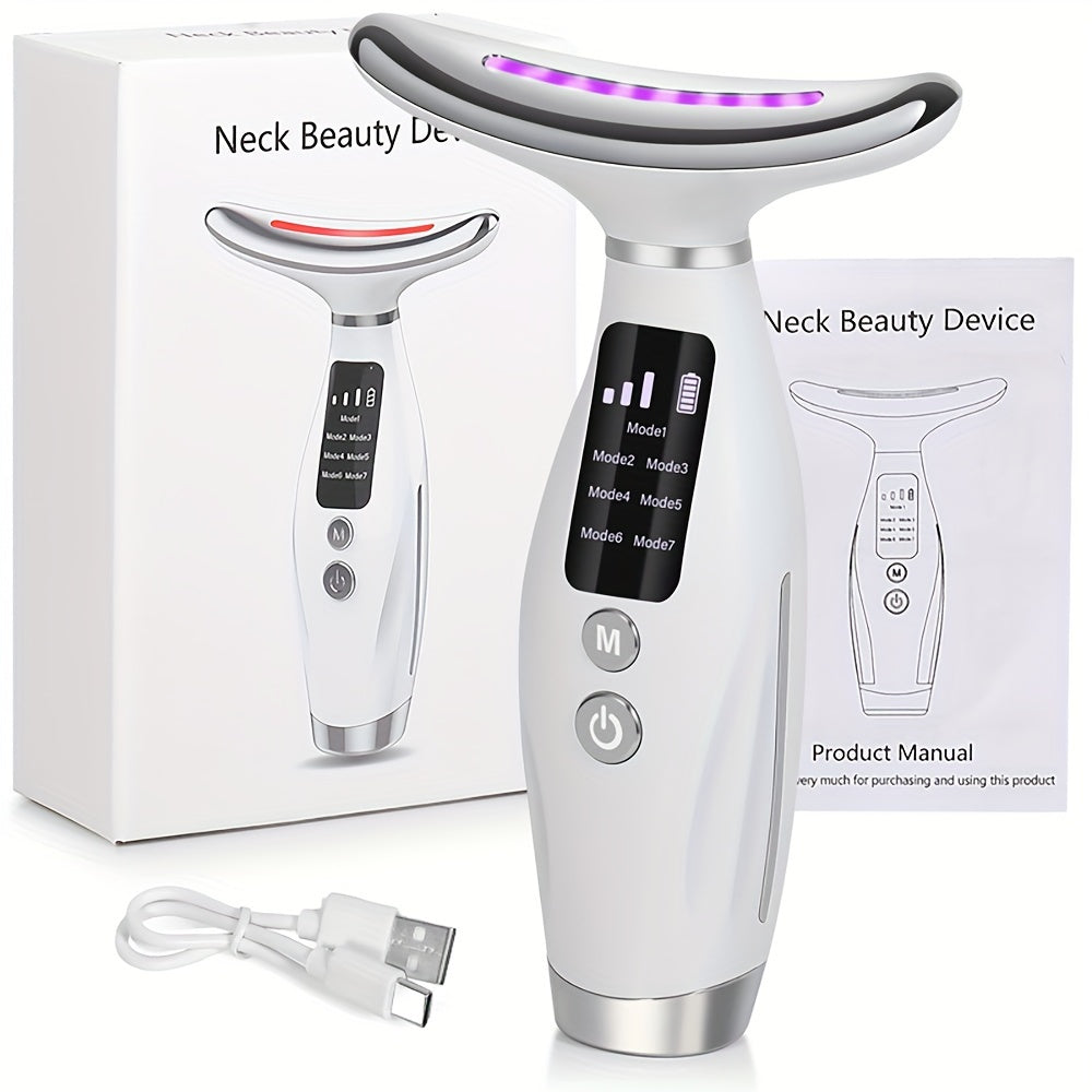 7-Mode LED Neck & Face Lift Massager – Skin Tightening & Anti-Aging Beauty Device