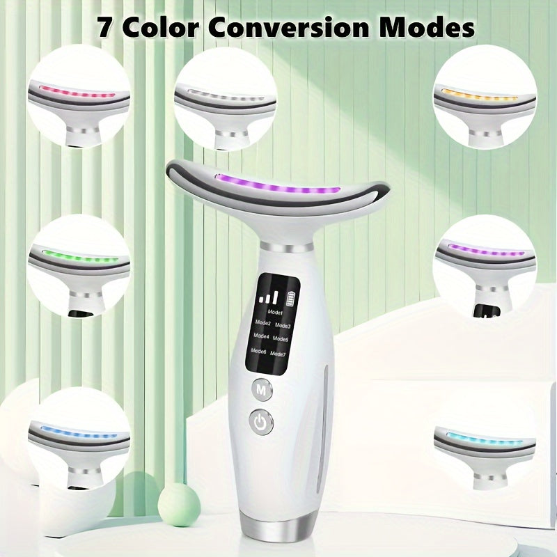 7-Mode LED Neck & Face Lift Massager – Skin Tightening & Anti-Aging Beauty Device